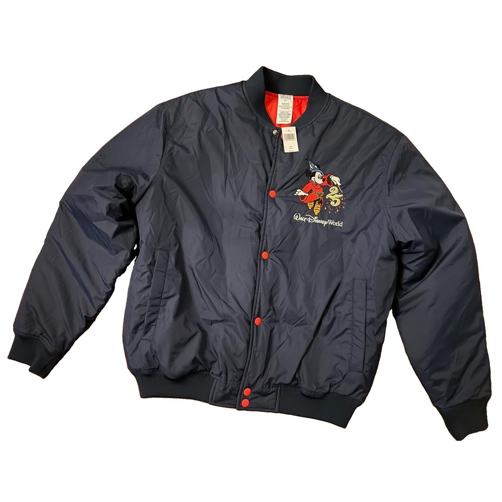 Disney World 25th Anniversary Vault Collection Bomber Jacket Mickey Navy M NWT